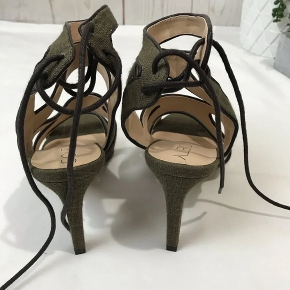 SOLE SOCIETY STELLA Olive Green Canvas Cut-out